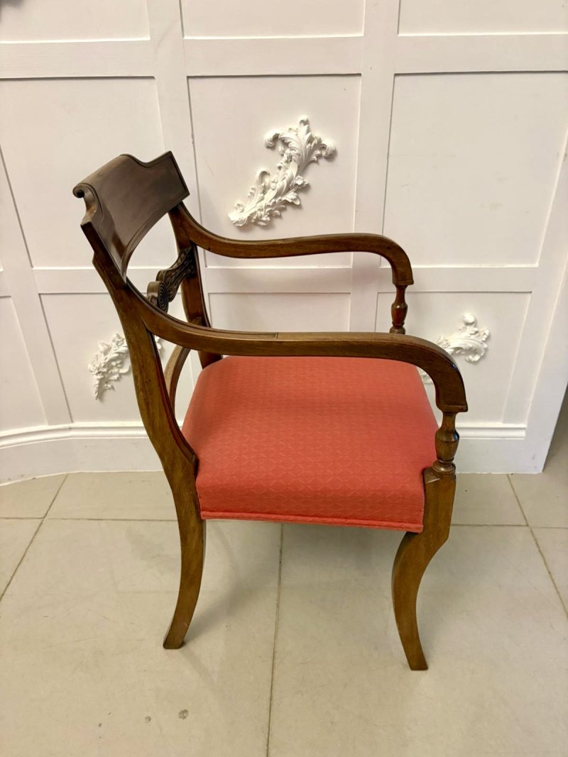 Antique Regency Set of 12 Mahogany Dining Chairs Including 2 Carvers - Image 13